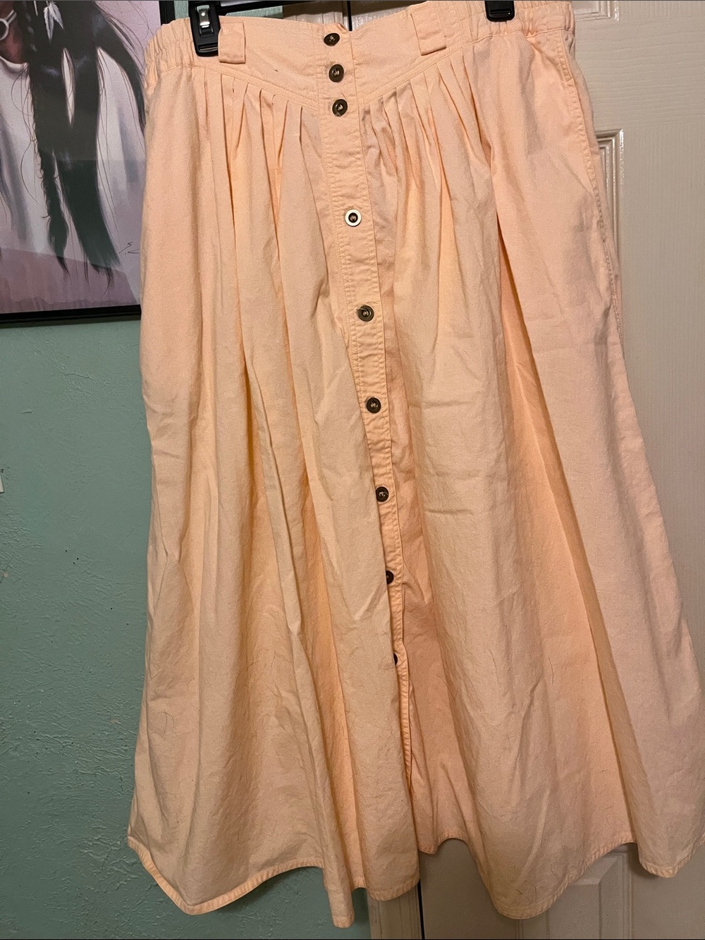 Requirements Peach Button-Front Full Midi Skirt